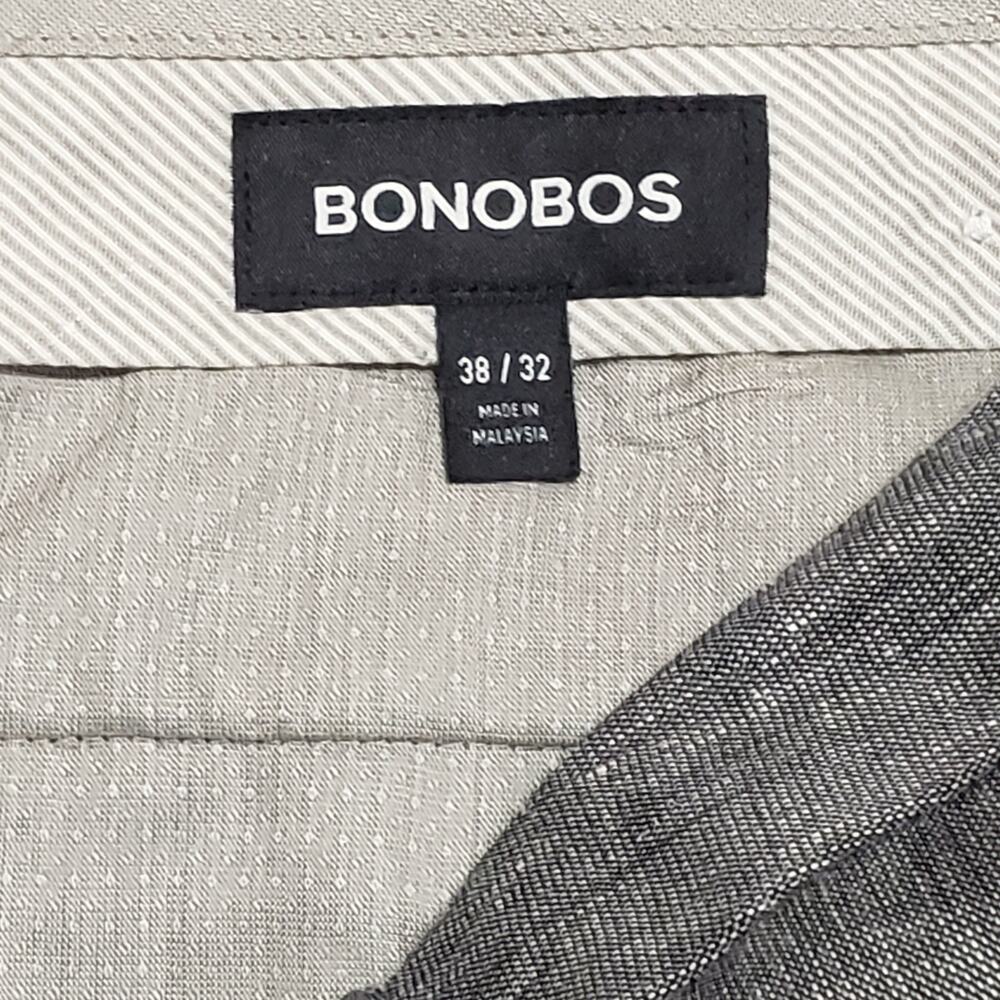 SOLD-Bonobos Mens Linen Blend Slim Trouser Pant Grey Sz 38x32 Preppy Workwear - Picture 7 of 14